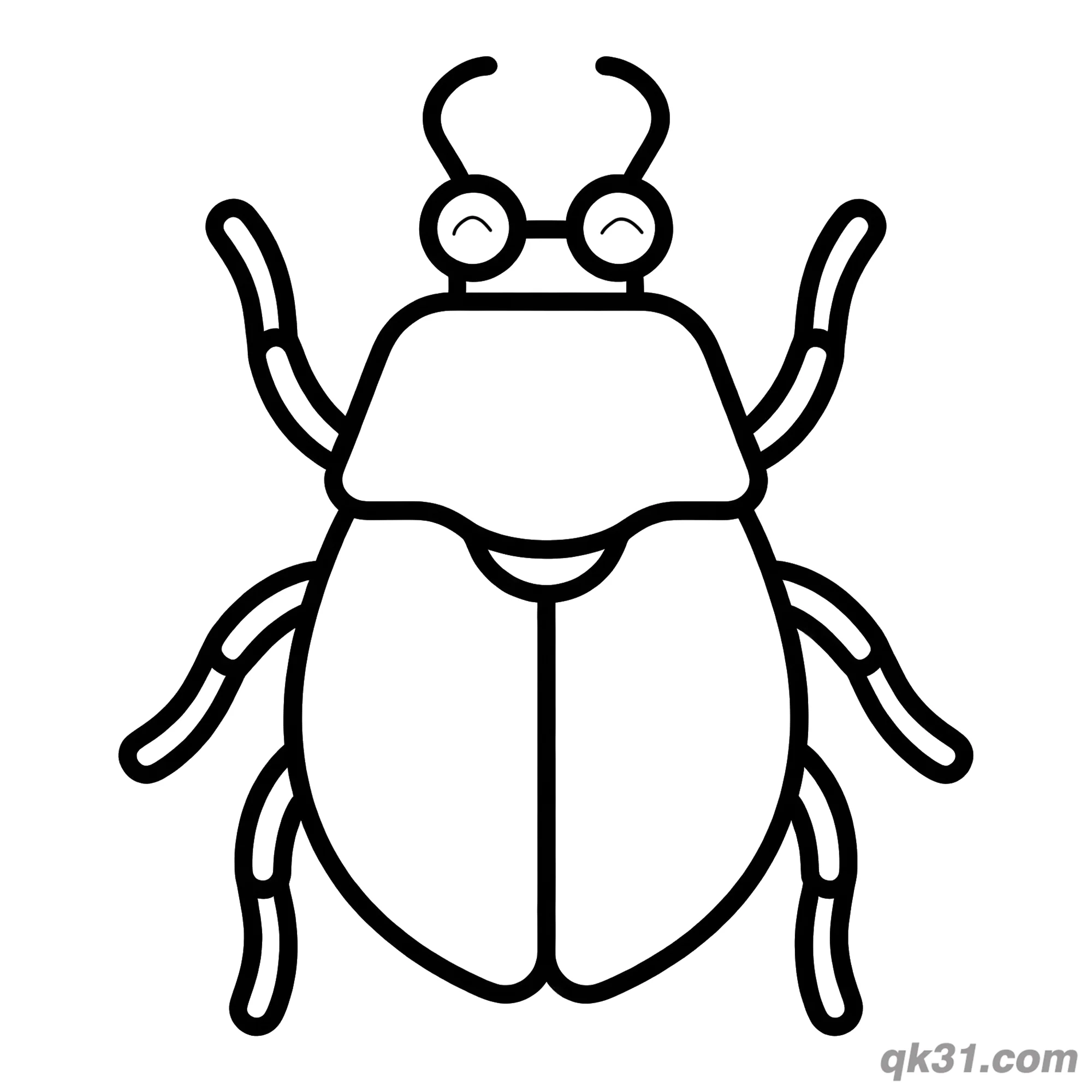 免费 极简卡通甲虫简笔画涂色页 简笔画涂色页