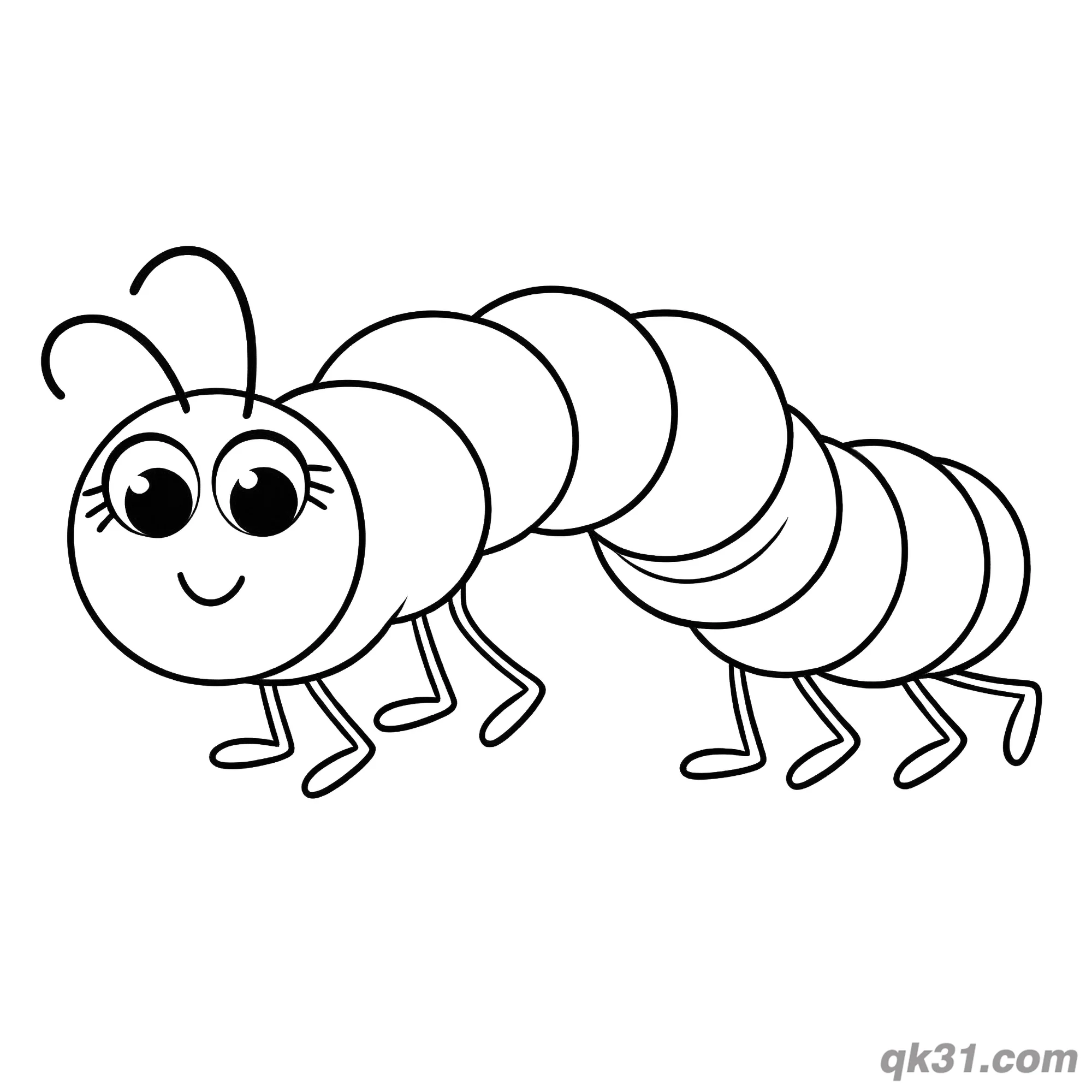 免费 长睫毛爬行毛毛虫简笔画涂色页 简笔画涂色页