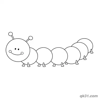 极简圆点毛毛虫简笔画涂色页 – 免费可打印简笔画涂色画