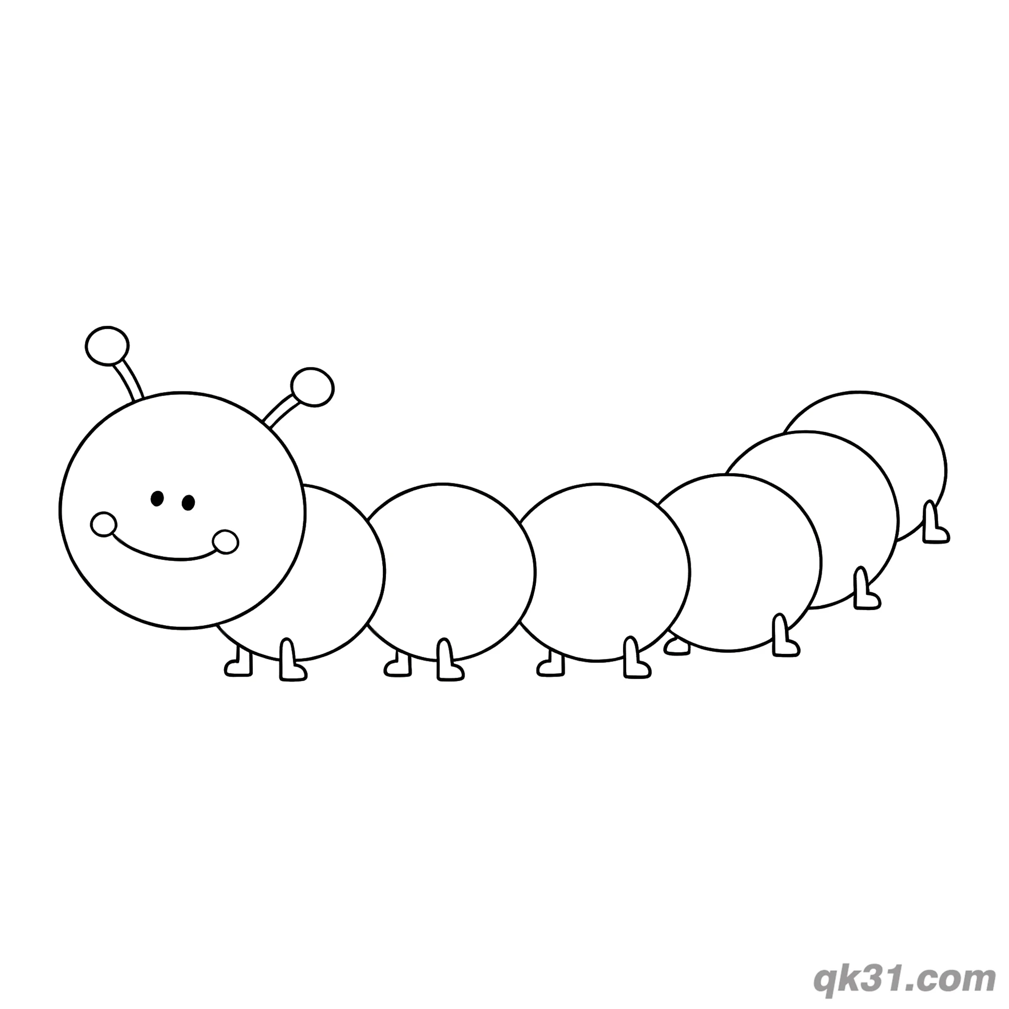 免费 极简圆点毛毛虫简笔画涂色页 简笔画涂色页