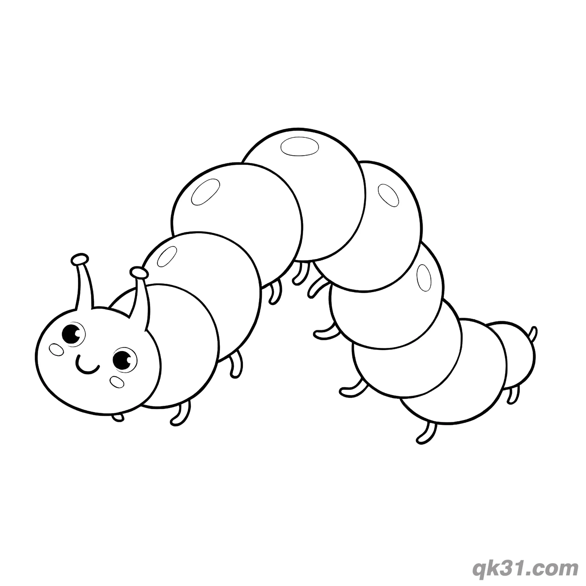 免费 S形极简毛毛虫简笔画涂色页 简笔画涂色页