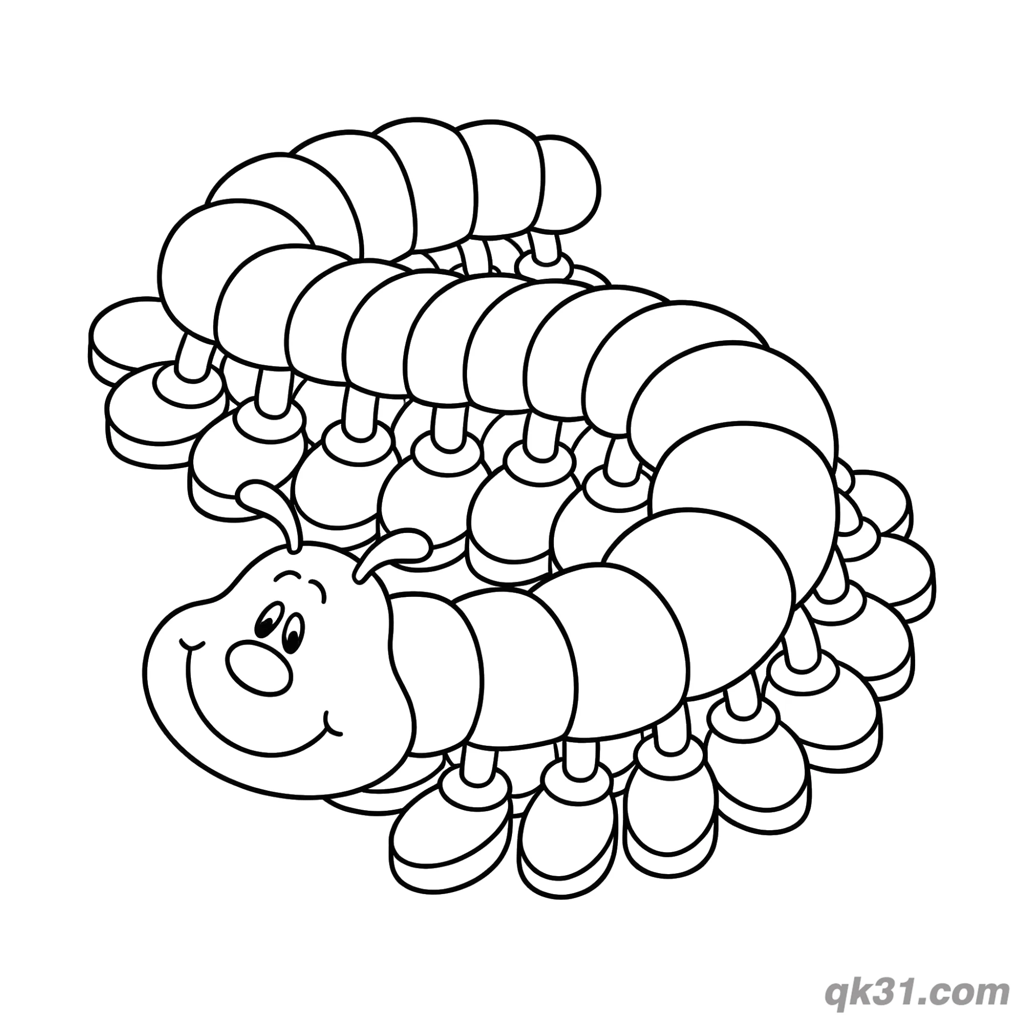 免费 多层胖胖毛毛虫简笔画涂色页 简笔画涂色页