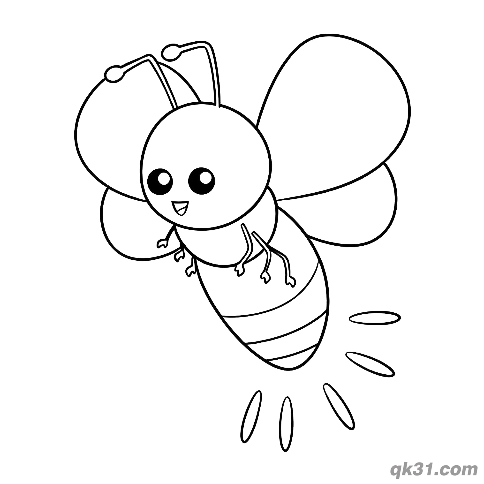 免费 Q版发光萤火虫简笔画涂色页 简笔画涂色页