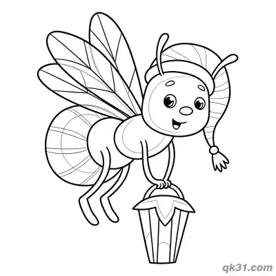 睡帽灯笼萤火虫简笔画涂色页 – 免费可打印简笔画涂色画