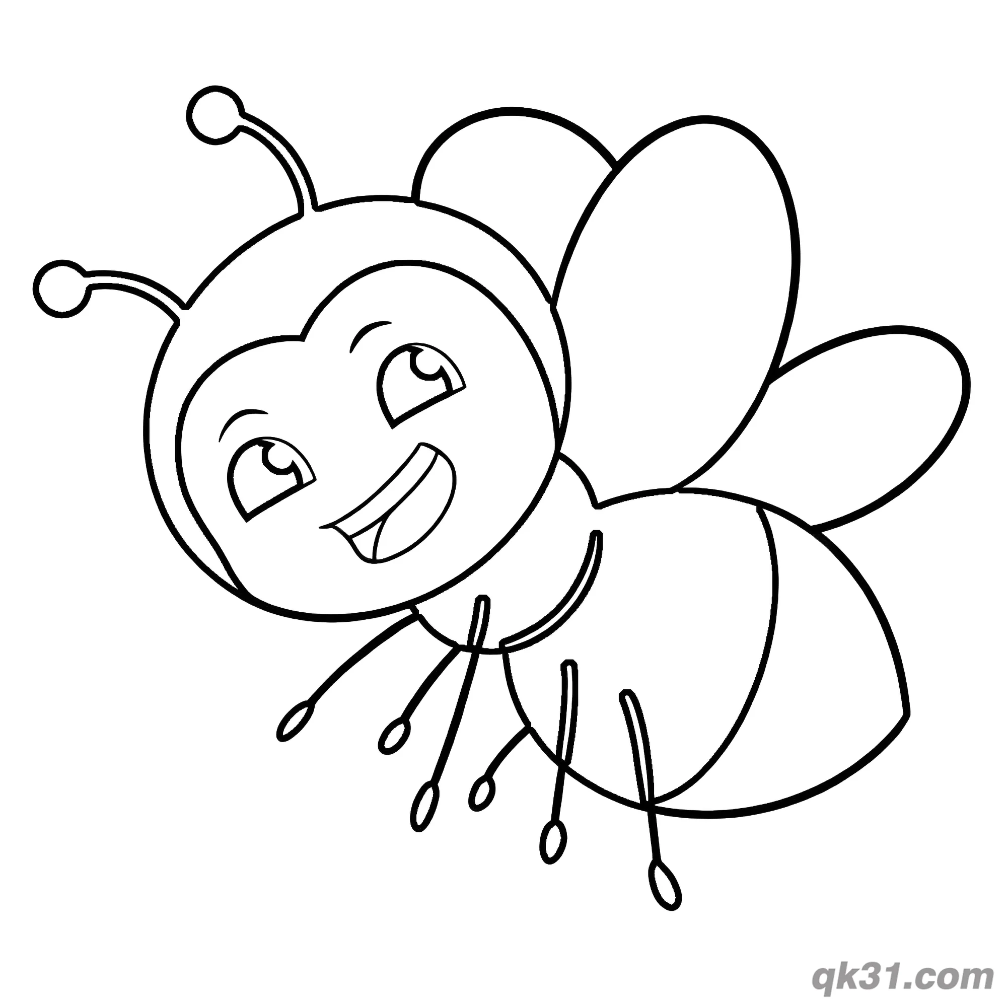 免费 甜美心形脸萤火虫简笔画涂色页 简笔画涂色页