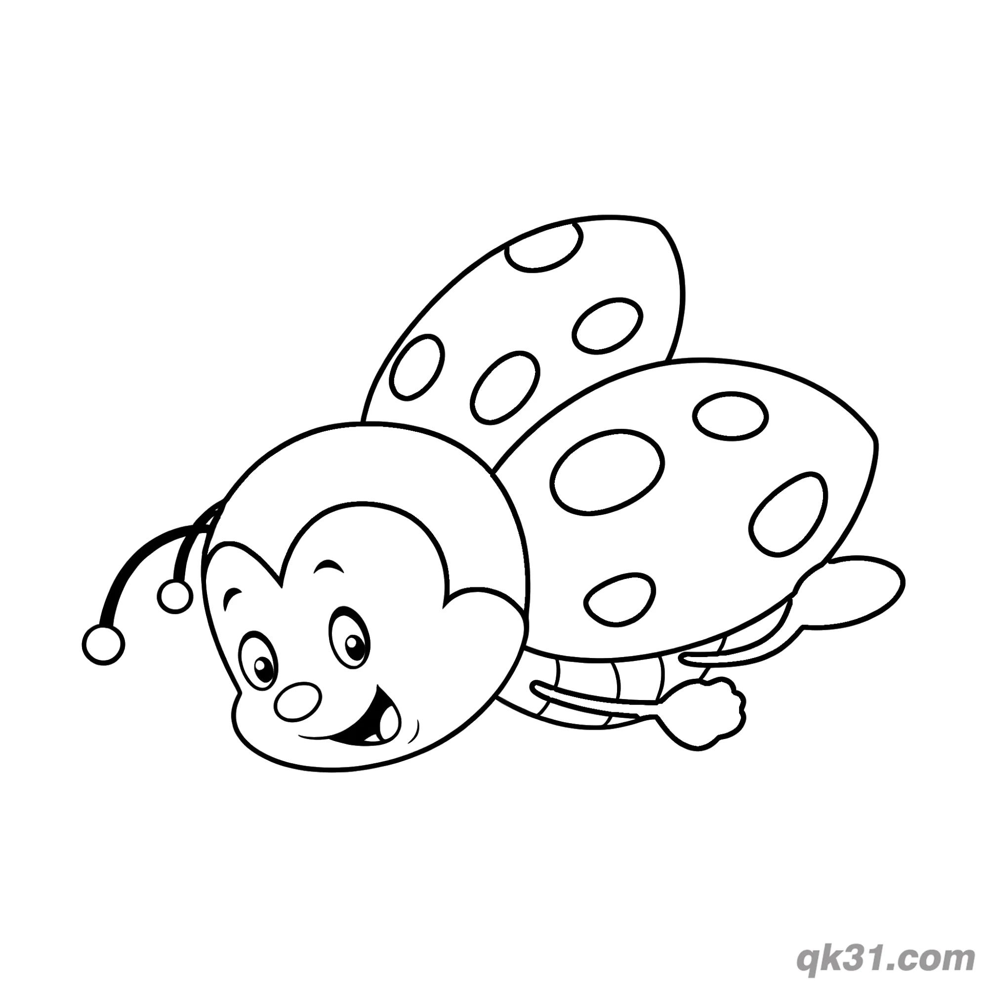 免费 开心侧飞瓢虫简笔画涂色页 简笔画涂色页