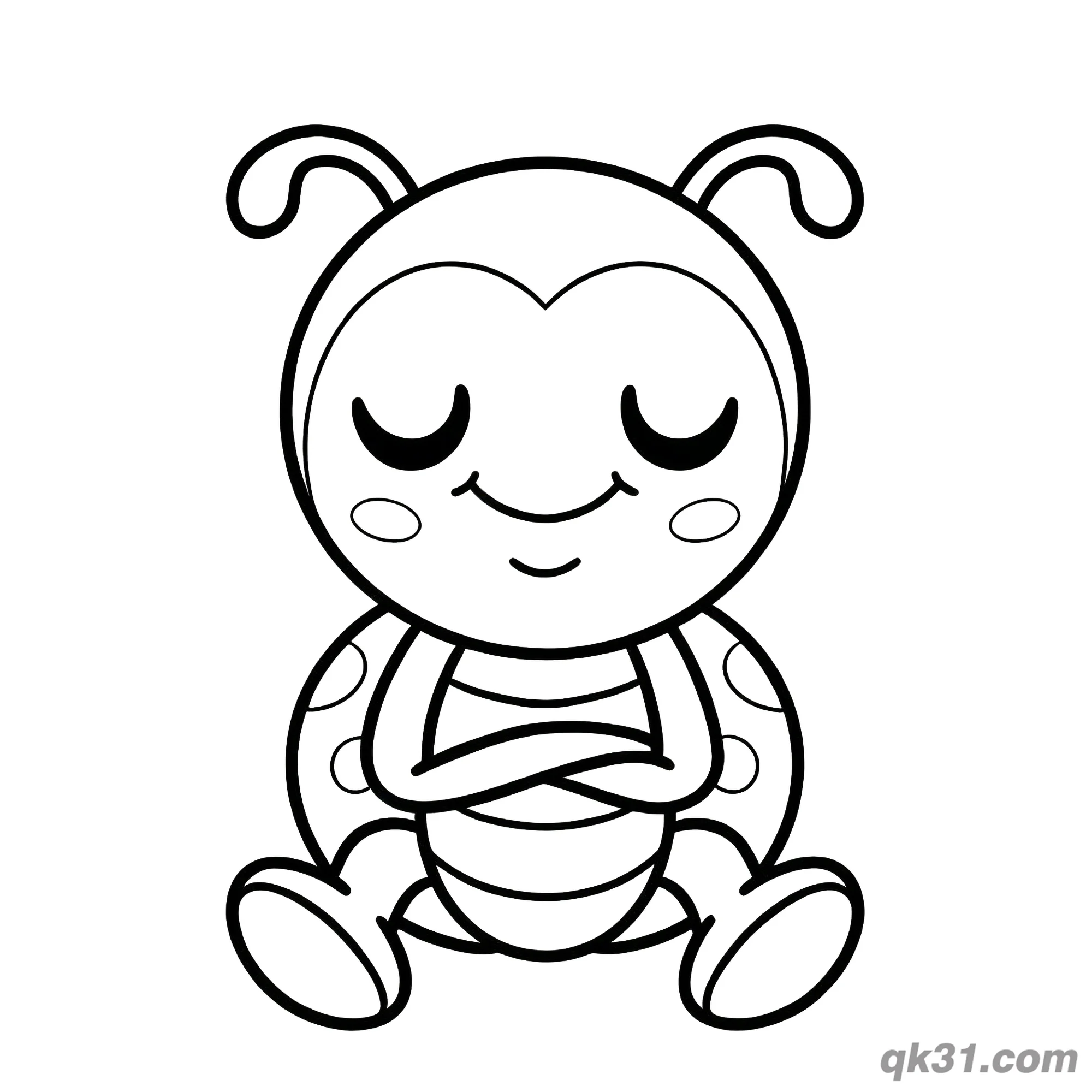 免费 闭眼静坐瓢虫简笔画涂色页 简笔画涂色页