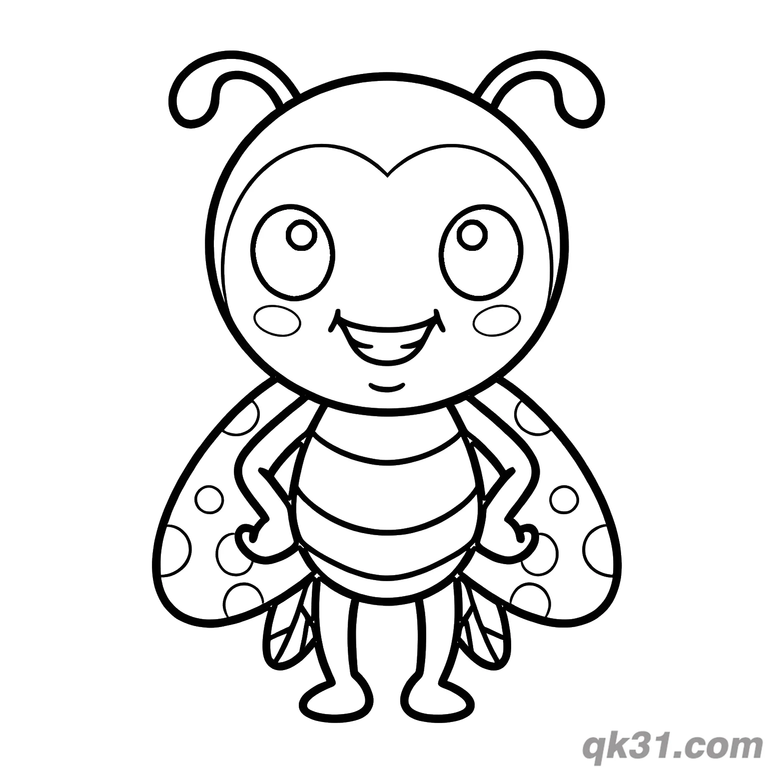 免费 对称可爱正面瓢虫简笔画涂色页 简笔画涂色页
