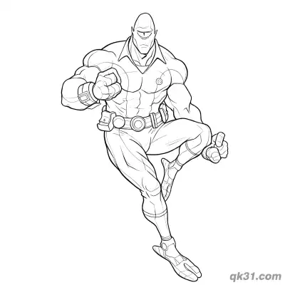 无敌少侠独眼外星人飞踢动作简笔画涂色页 – 免费可打印简笔画涂色画