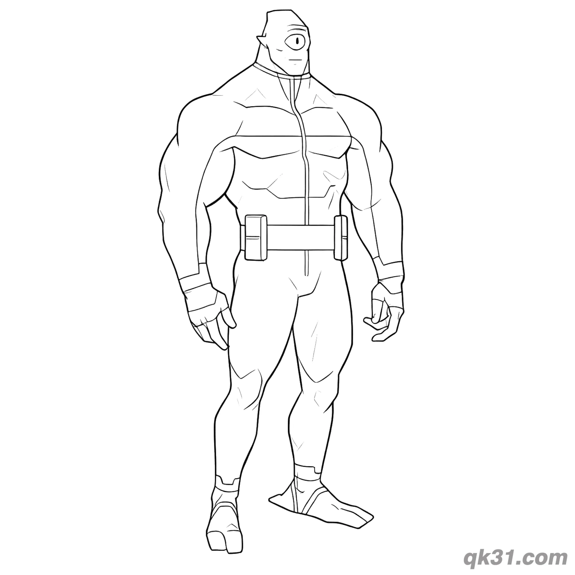 免费 无敌少侠独眼外星人连体服简笔画涂色页 简笔画涂色页