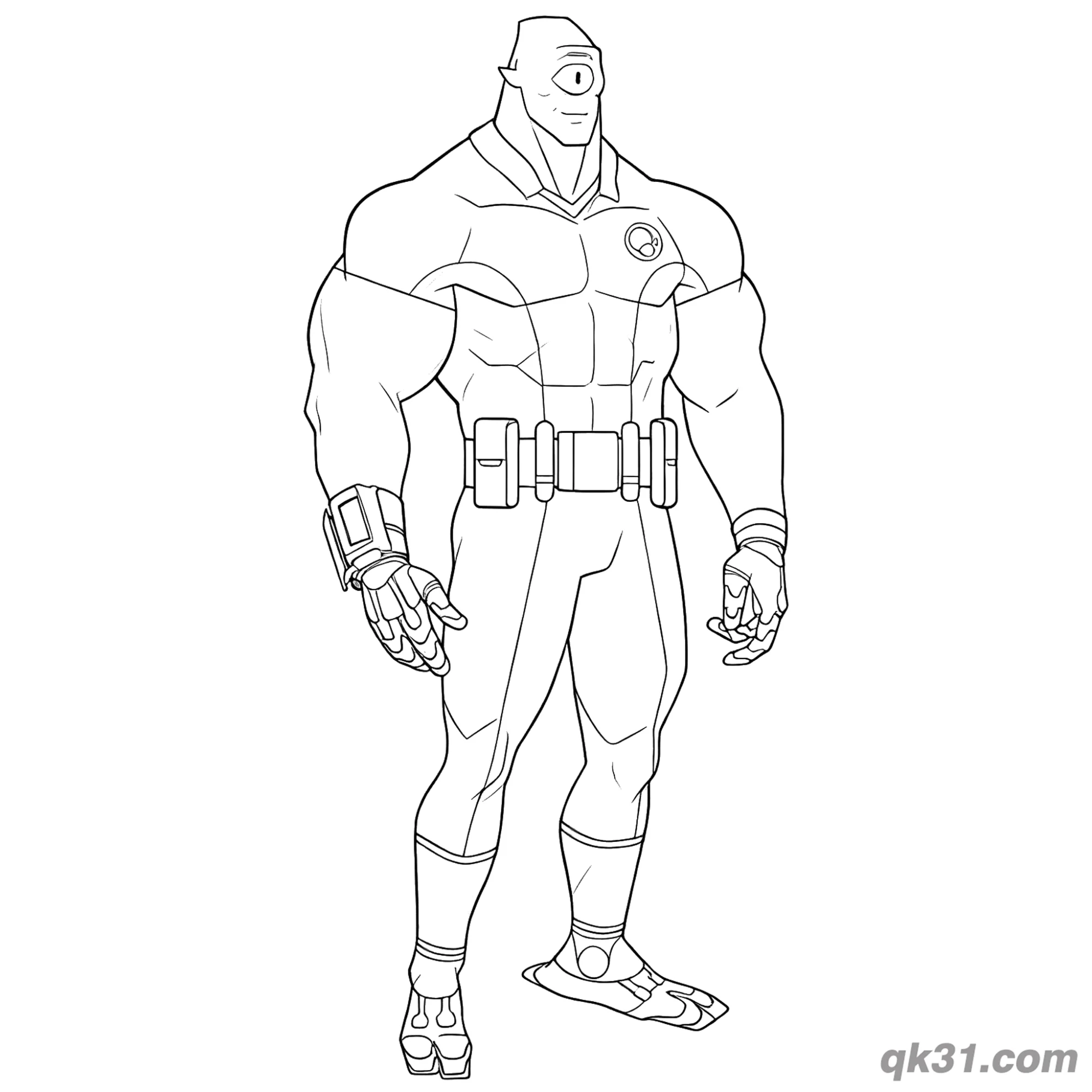 免费 无敌少侠独眼外星人警服站立简笔画涂色页 简笔画涂色页