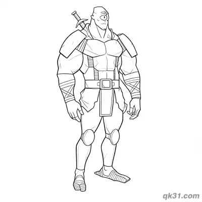 无敌少侠独眼外星人战士盔甲简笔画涂色页 – 免费可打印简笔画涂色画