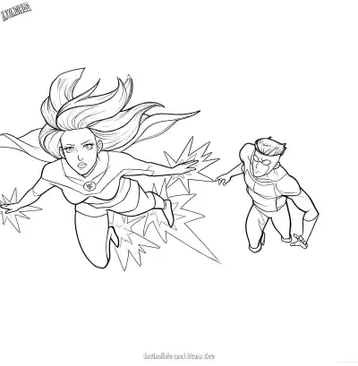 无敌少侠和原子伊芙 2简笔画 素描 涂鸦 - 免费可打印无敌少侠 下载PDF – 免费可打印简笔画涂色画