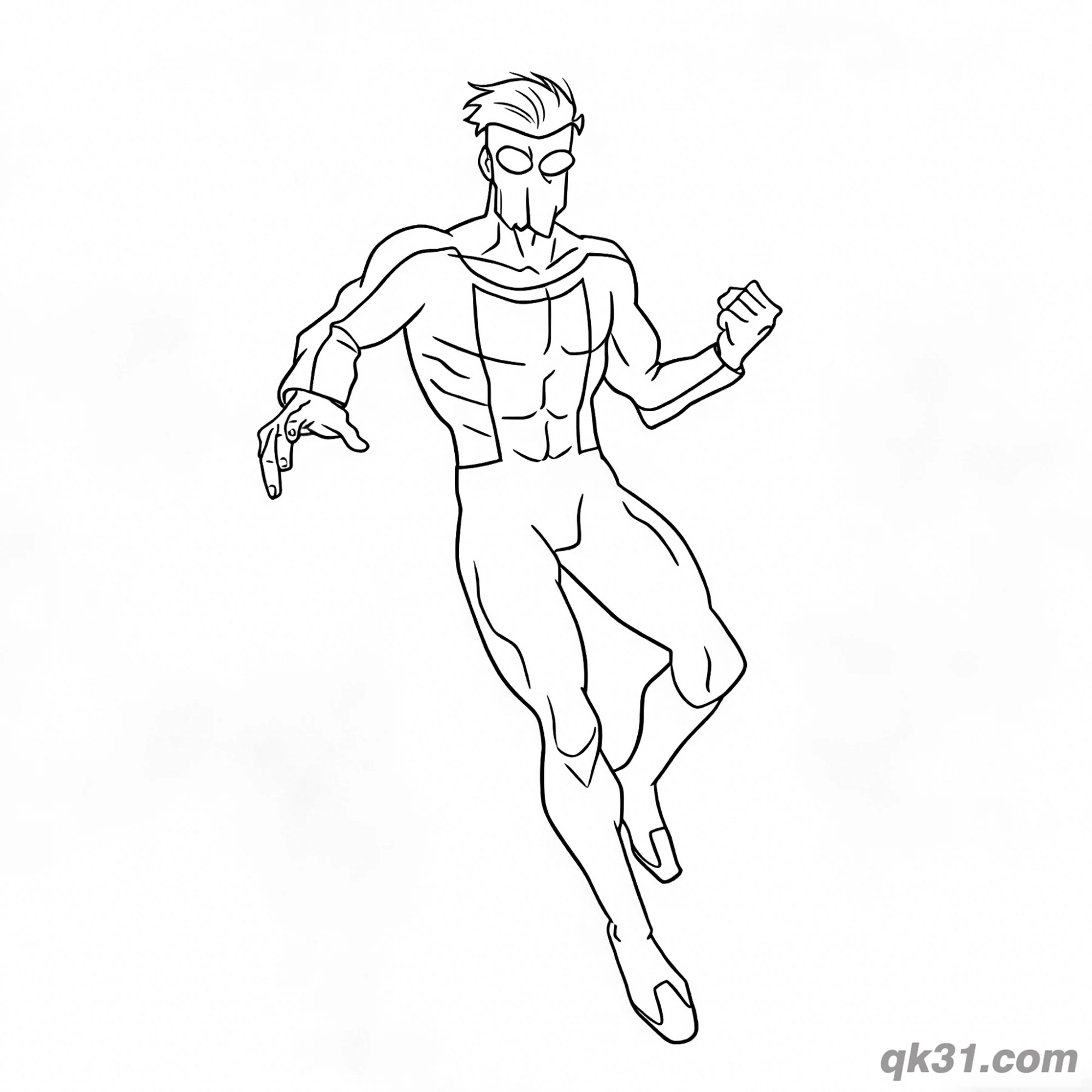 免费 无敌少校马克·格雷森动态飞行简笔画涂色页 简笔画涂色页