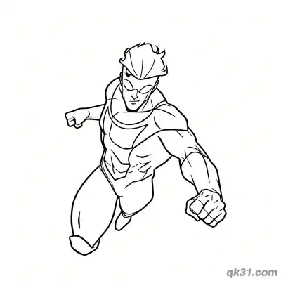 无敌少校马克·格雷森拳击攻击简笔画涂色页 – 免费可打印简笔画涂色画