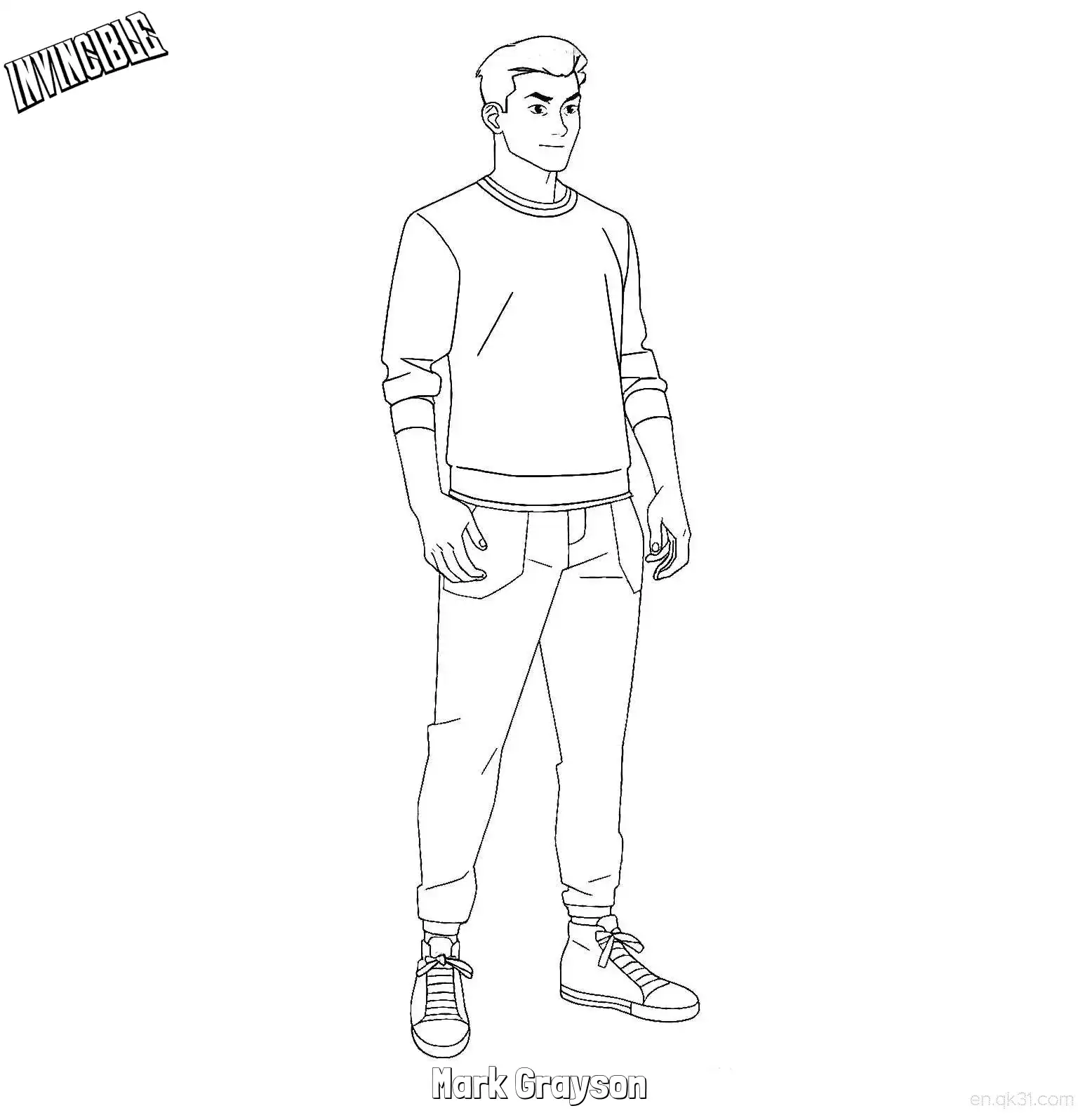 免费 马克·格雷森 简笔画 素描 涂鸦 - 免费可打印无敌少侠 下载PDF 简笔画涂色页