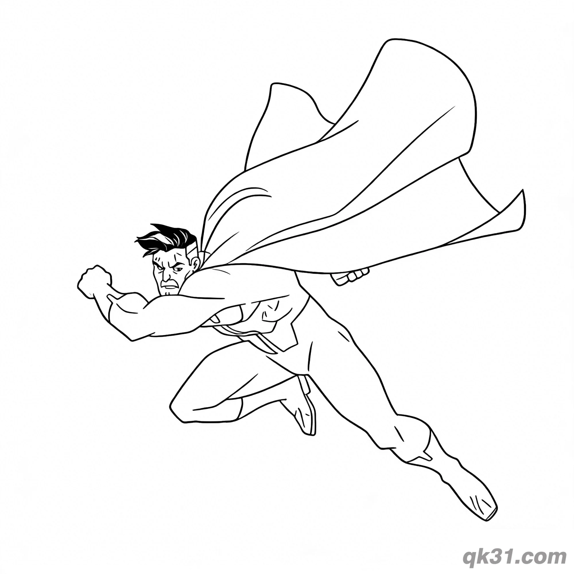 免费 全能人高速飞行动态简笔画涂色页 简笔画涂色页