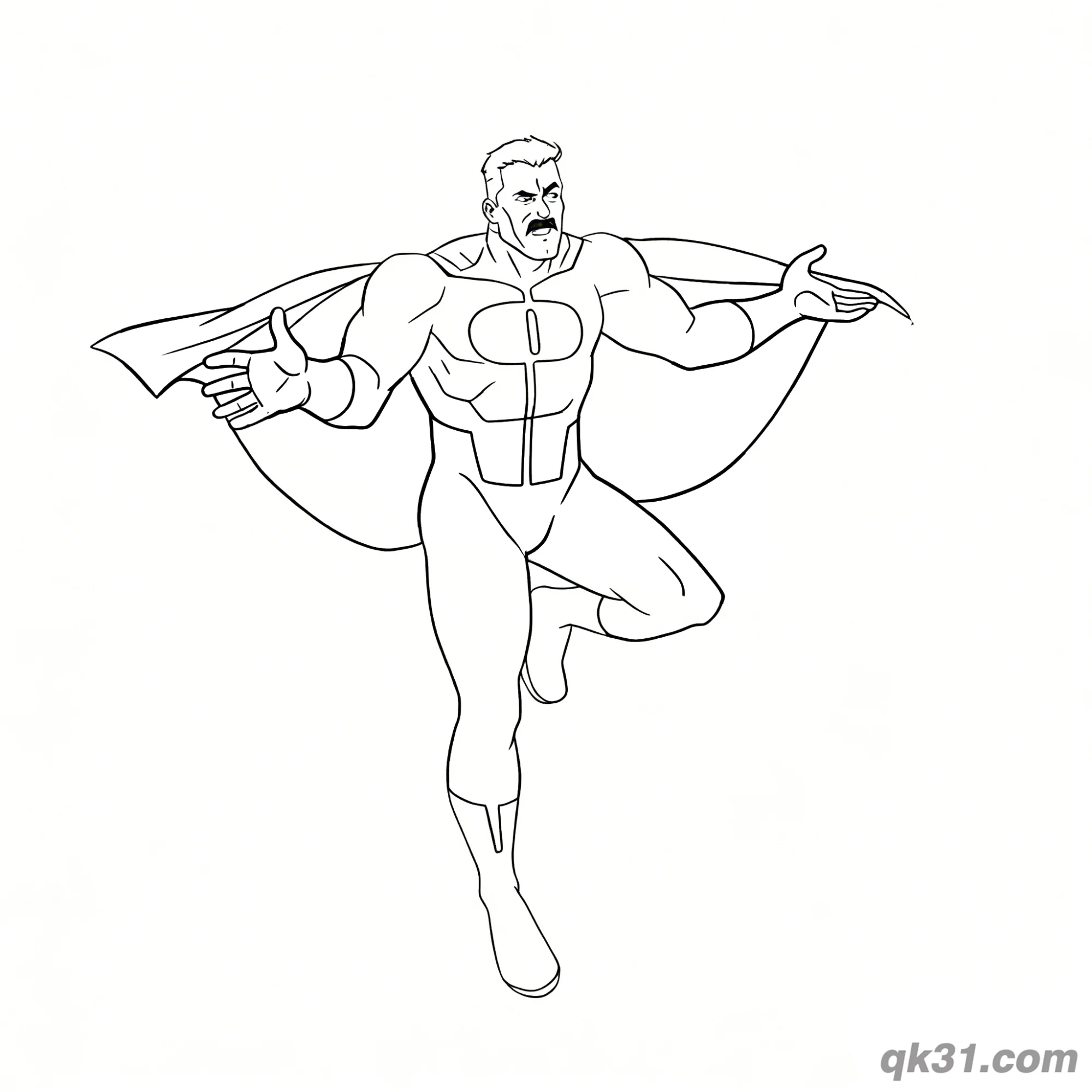 免费 全能人张开双臂演讲姿态无敌少侠简笔画涂色页 简笔画涂色页