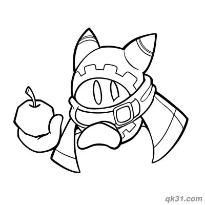 魔法洛亚抱苹果可爱涂色页 – 免费可打印简笔画涂色画