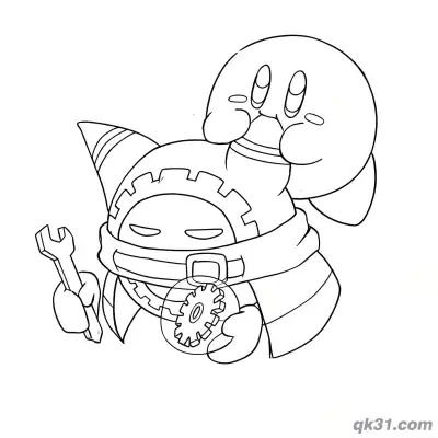 魔法洛亚和卡比修理齿轮涂色页 – 免费可打印简笔画涂色画