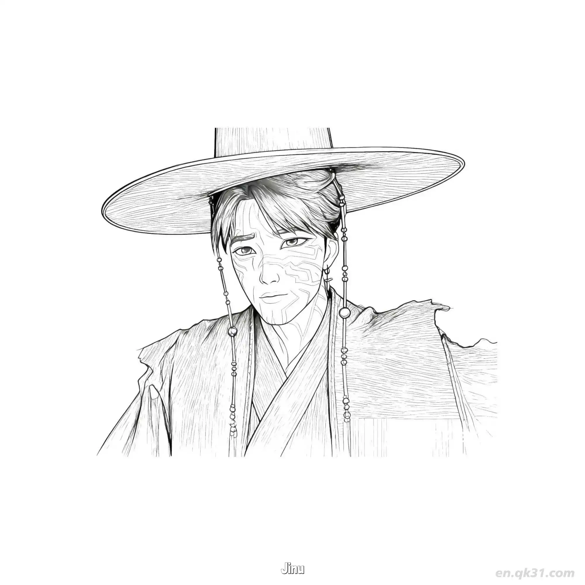 免费 真宇神秘面具战士特写涂色页 简笔画涂色页