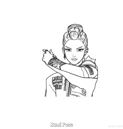 鲁米自信交叉双臂半身涂色页 – 免费可打印简笔画涂色画