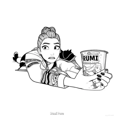鲁米吃鲁米牌杯面涂色页 – 免费可打印简笔画涂色画