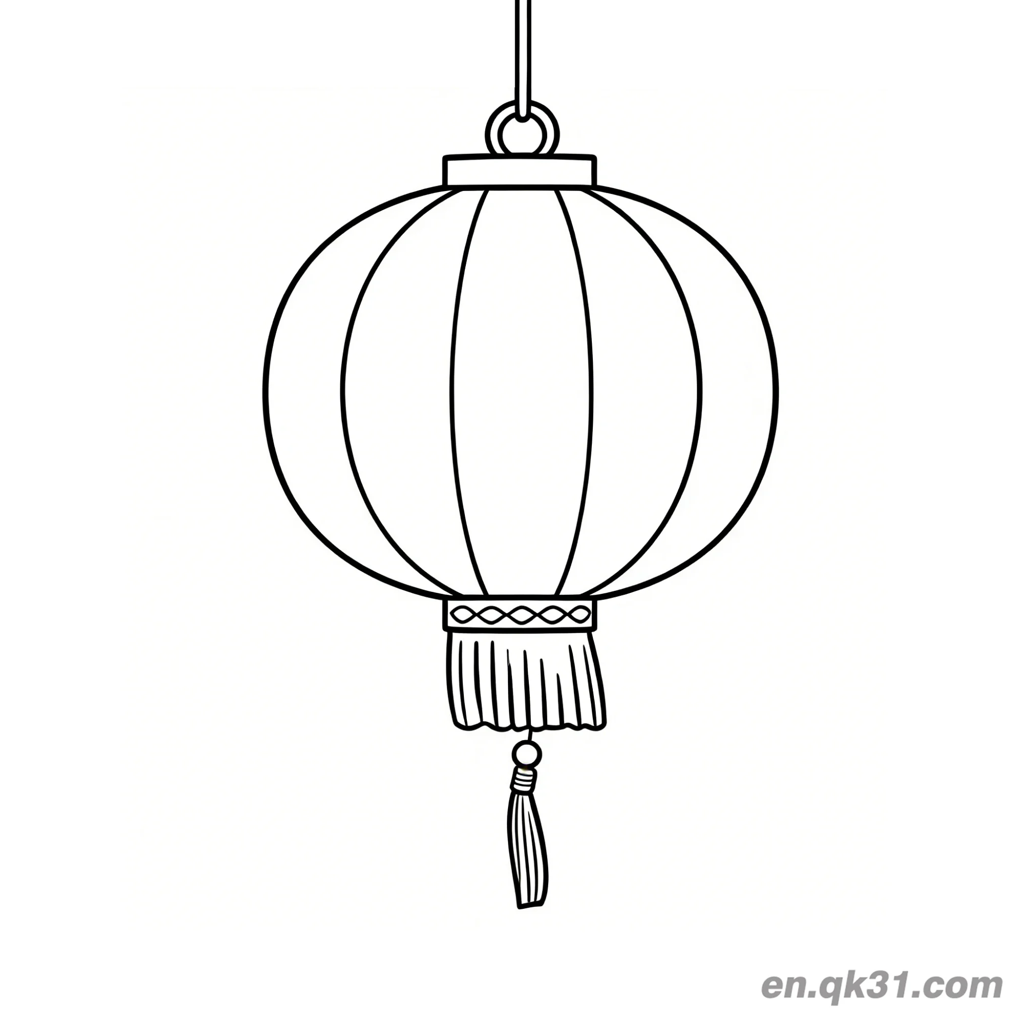 免费 双层流苏圆形灯笼涂色页 简笔画涂色页