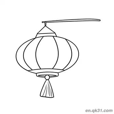 挂杆圆形灯笼涂色页 – 免费可打印简笔画涂色画