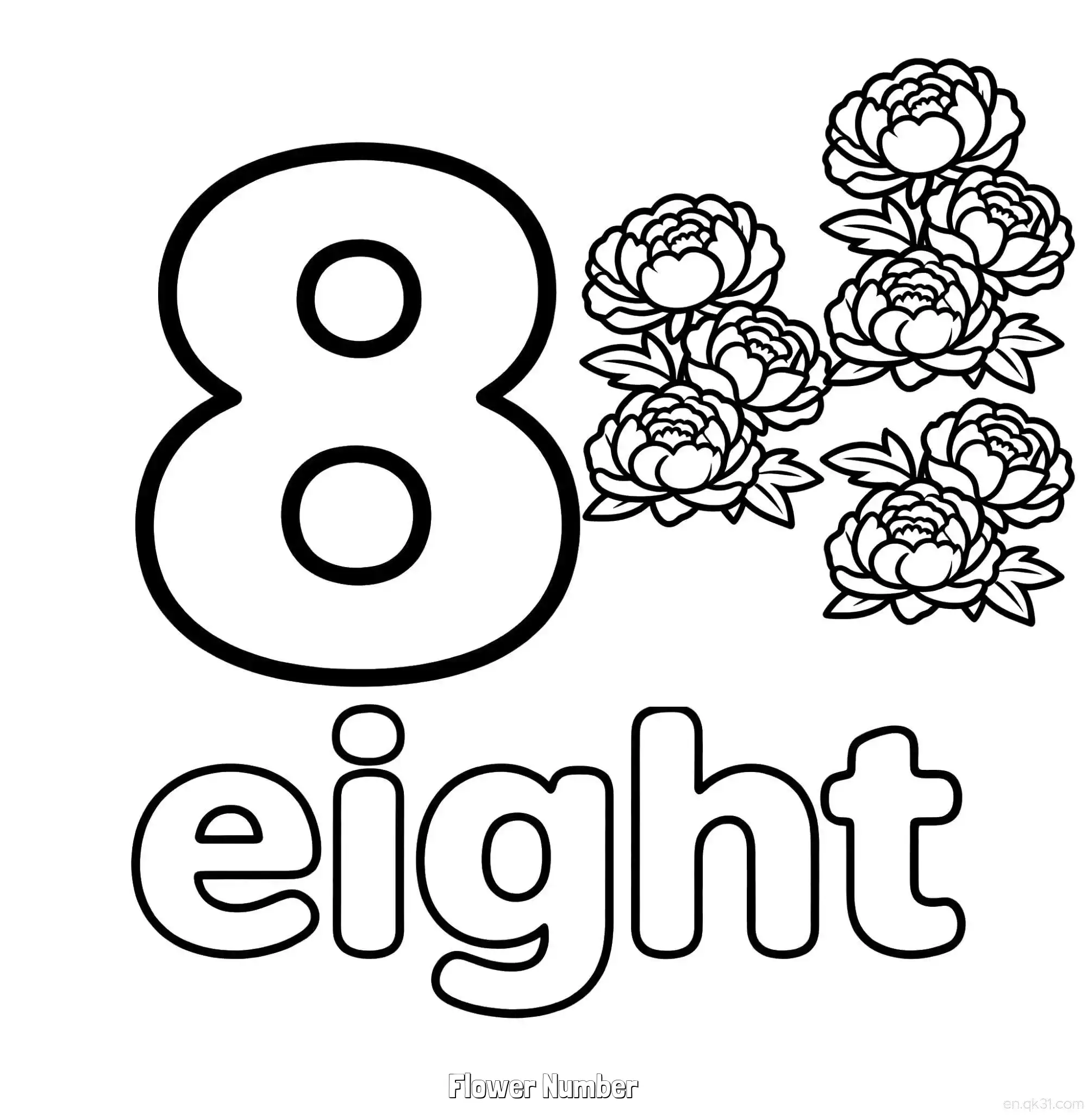 免费 花朵数字8 简笔画 素描 涂鸦 - 免费可打印数字涂色画 下载PDF 简笔画涂色页
