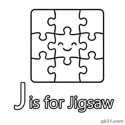 字母J是拼图简笔画涂色页 – 免费可打印简笔画涂色画