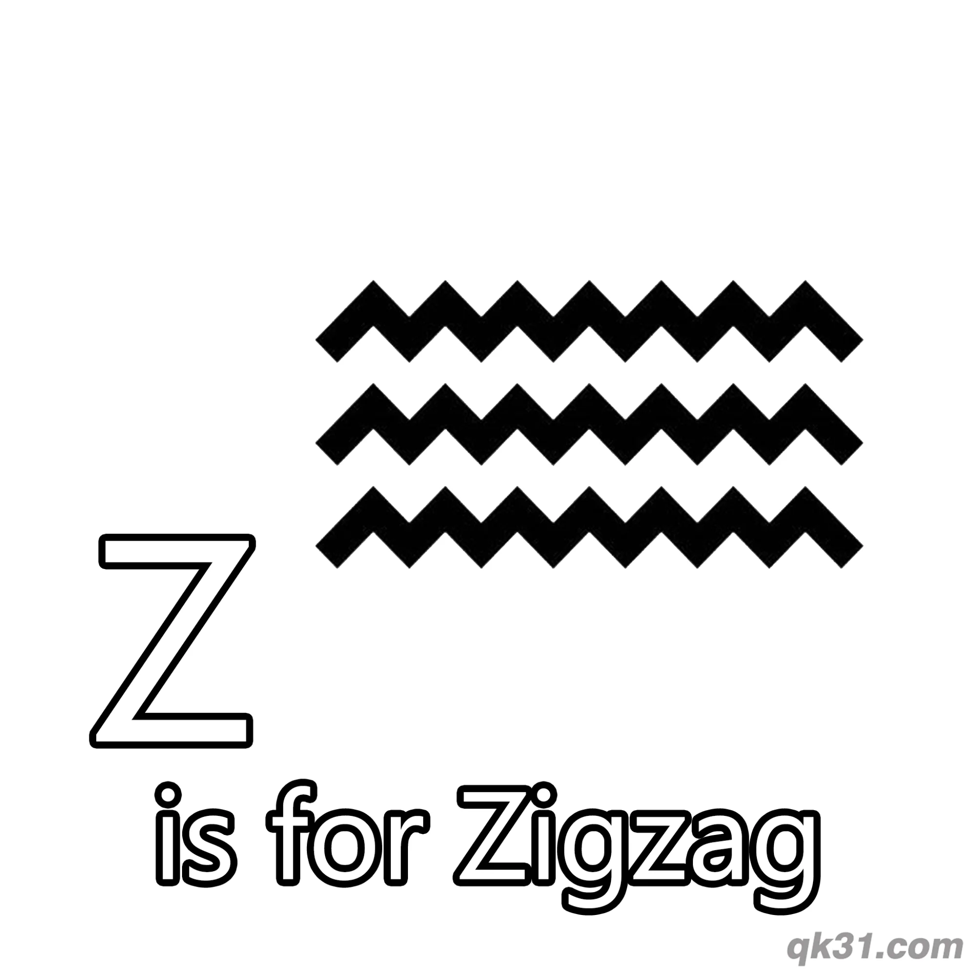 免费 字母Z是之字形简笔画涂色页 简笔画涂色页