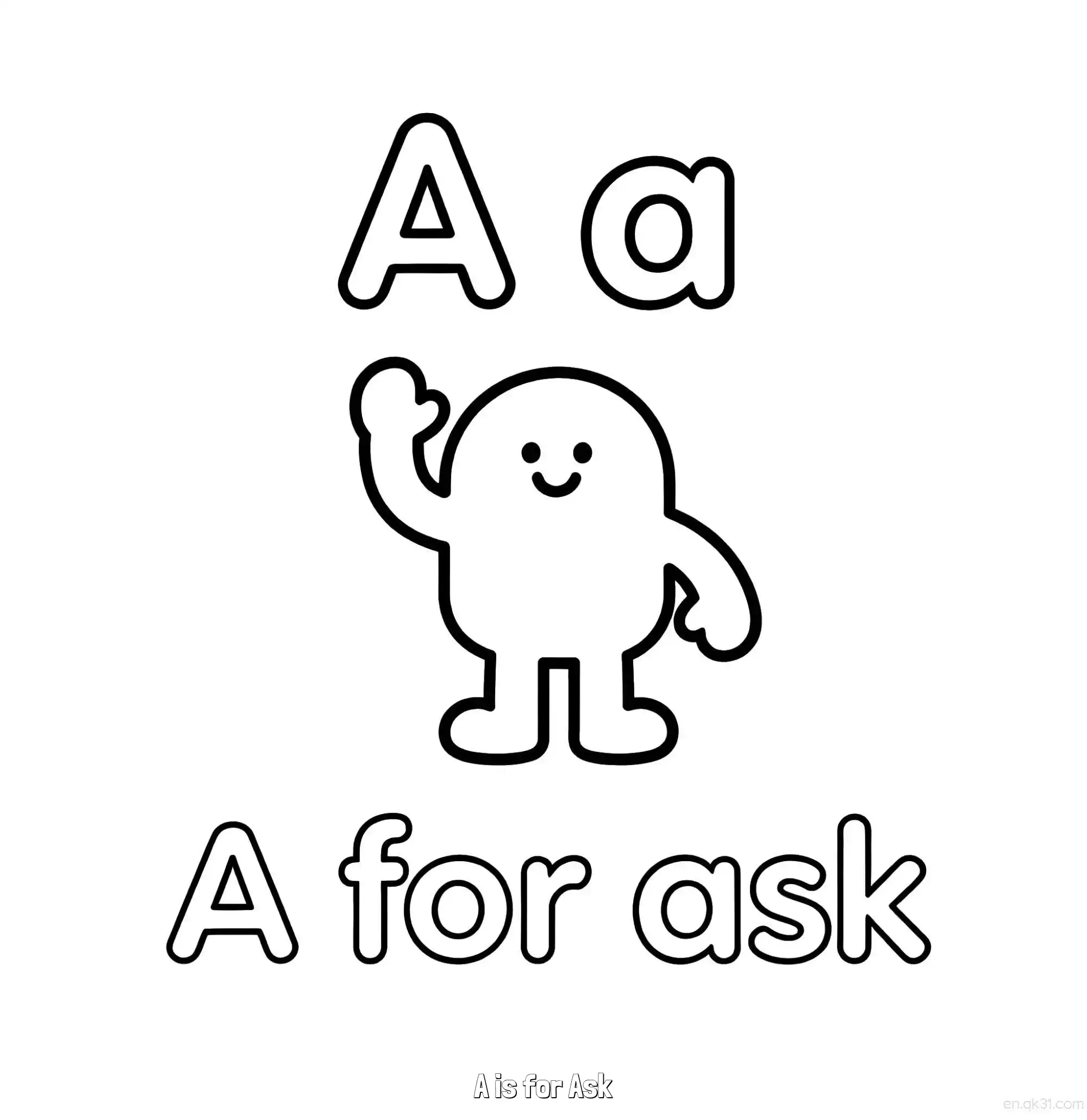免费 A代表提问 简笔画 素描 涂鸦 - 免费可打印认识英文字母 下载PDF 简笔画涂色页