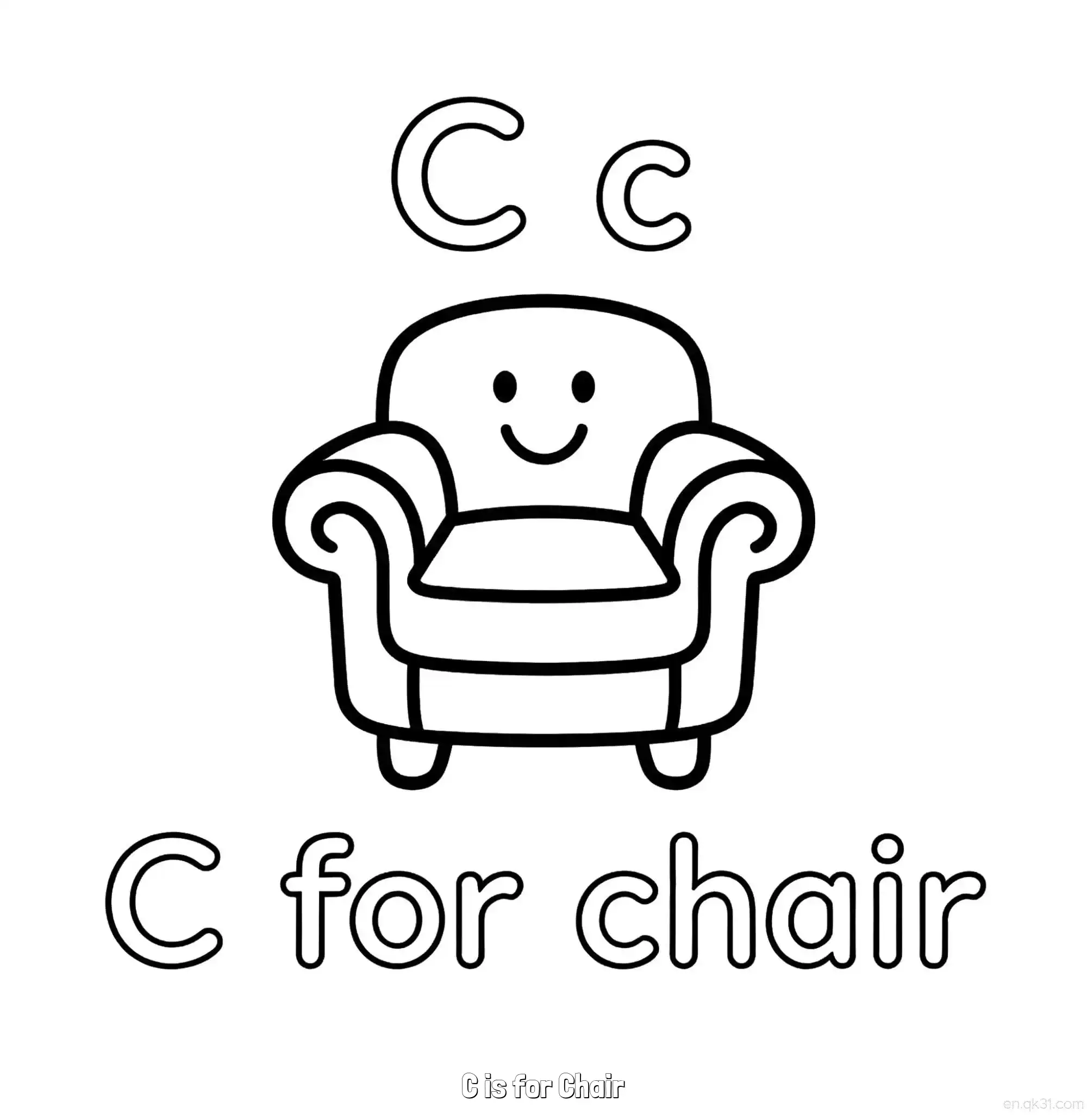 免费 C代表椅子 简笔画 素描 涂鸦 - 免费可打印认识英文字母 下载PDF 简笔画涂色页