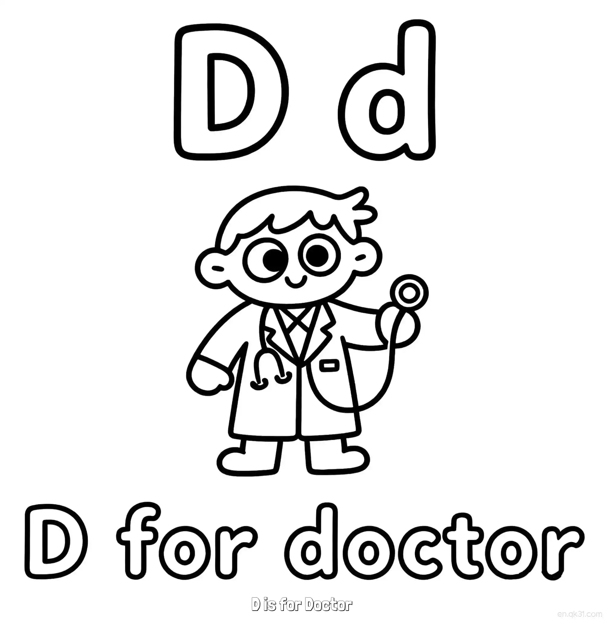 免费 D代表医生 简笔画 素描 涂鸦 - 免费可打印认识英文字母 下载PDF 简笔画涂色页