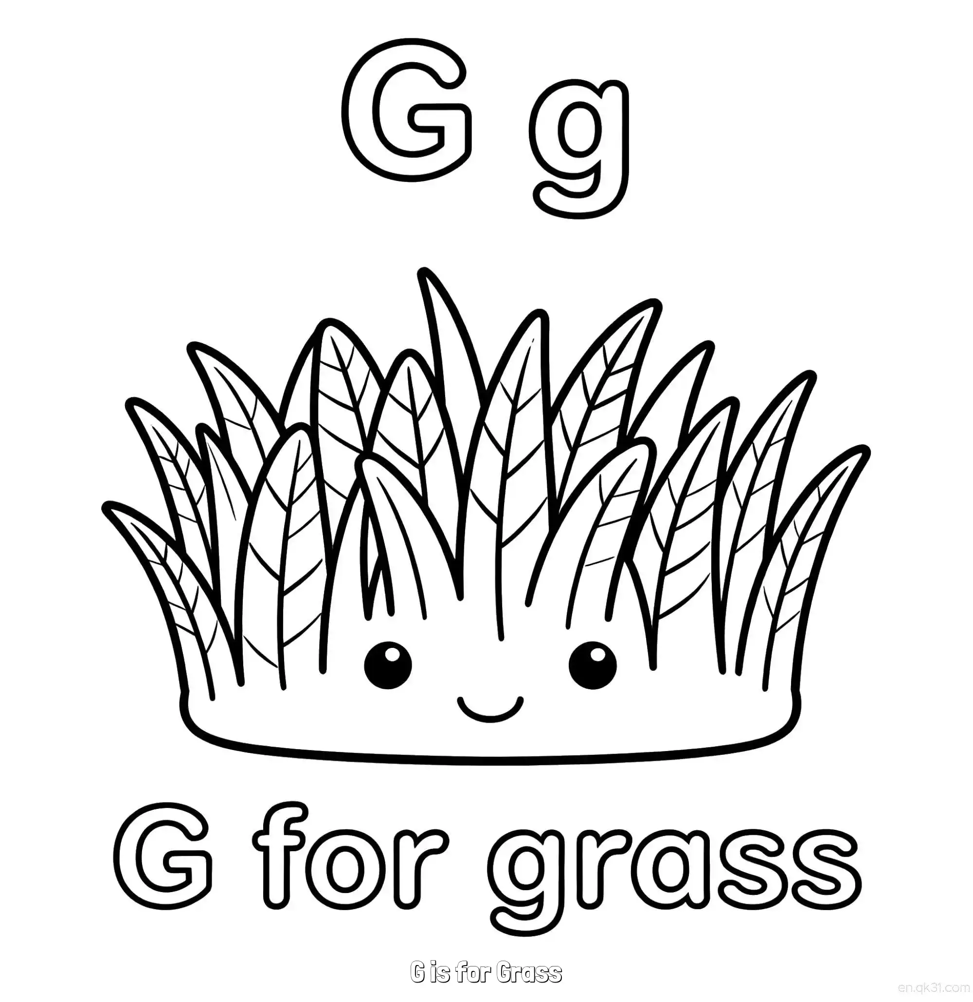 免费 G代表草 简笔画 素描 涂鸦 - 免费可打印认识英文字母 下载PDF 简笔画涂色页