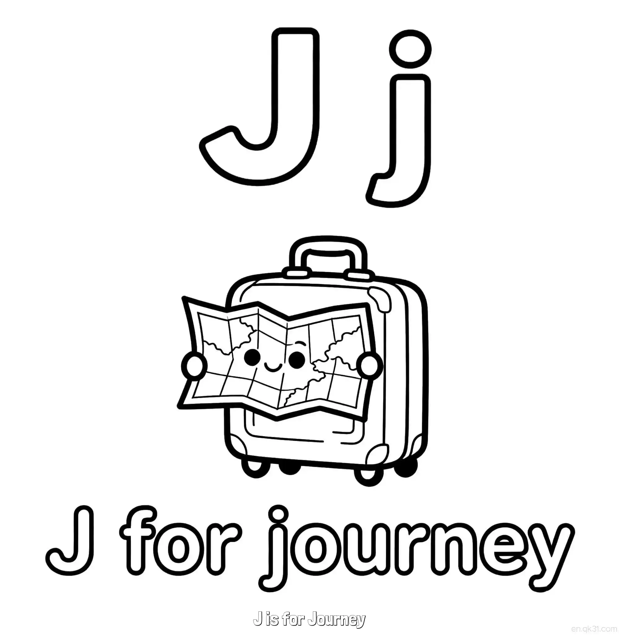 免费 J代表旅程 简笔画 素描 涂鸦 - 免费可打印认识英文字母 下载PDF 简笔画涂色页