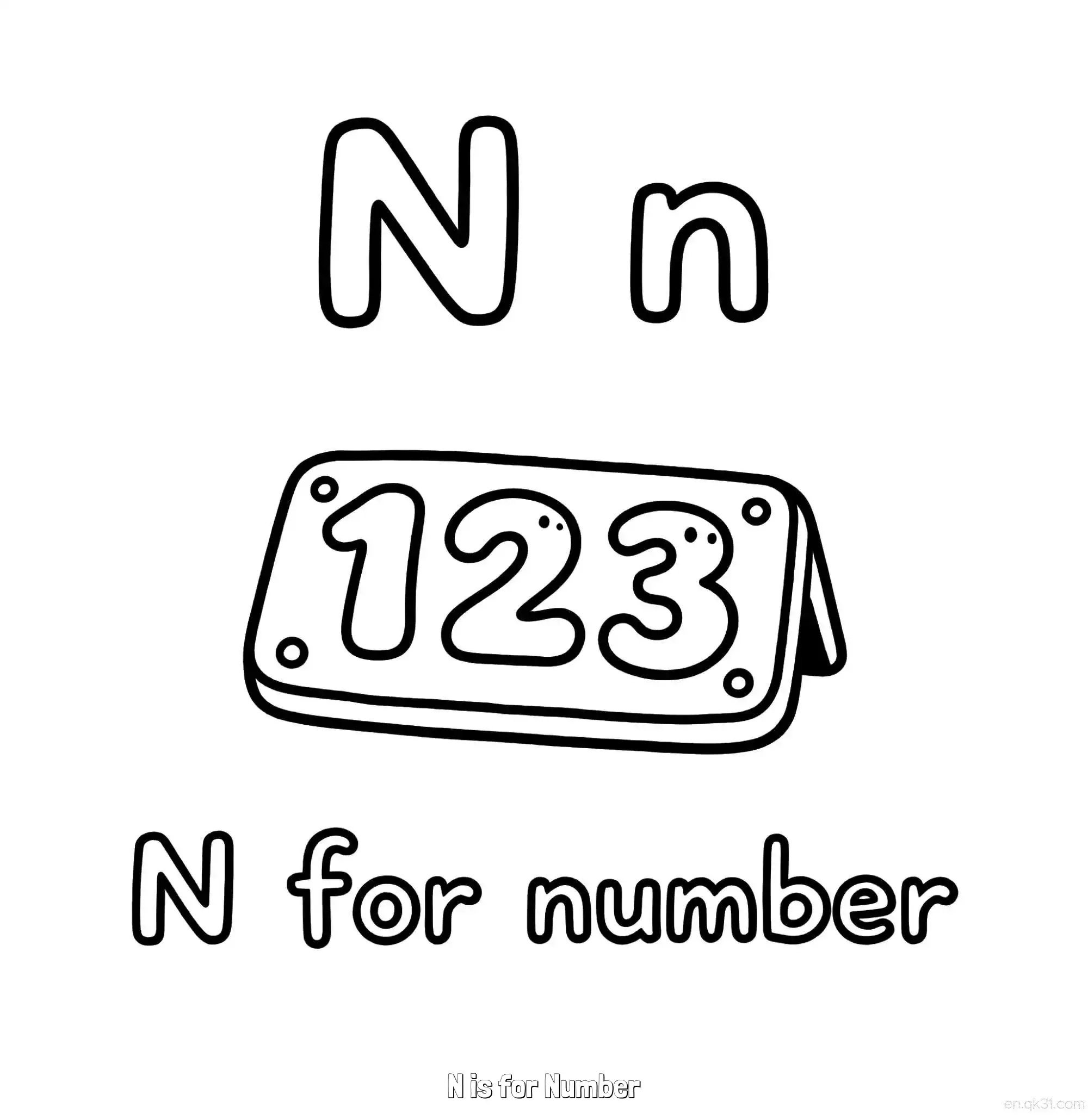 免费 N代表数字 简笔画 素描 涂鸦 - 免费可打印认识英文字母 下载PDF 简笔画涂色页