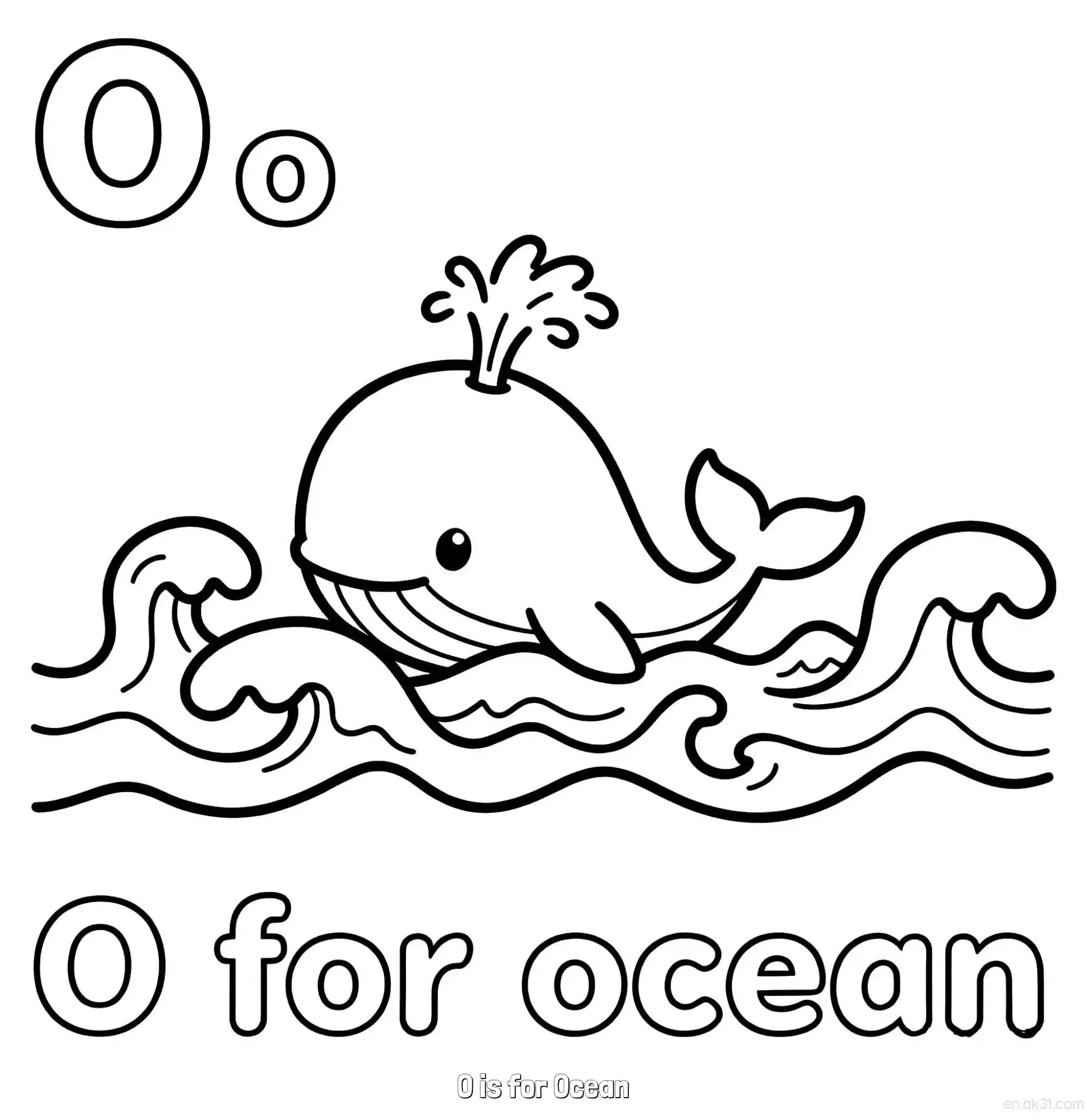 免费 O代表海洋 简笔画 素描 涂鸦 - 免费可打印认识英文字母 下载PDF 简笔画涂色页