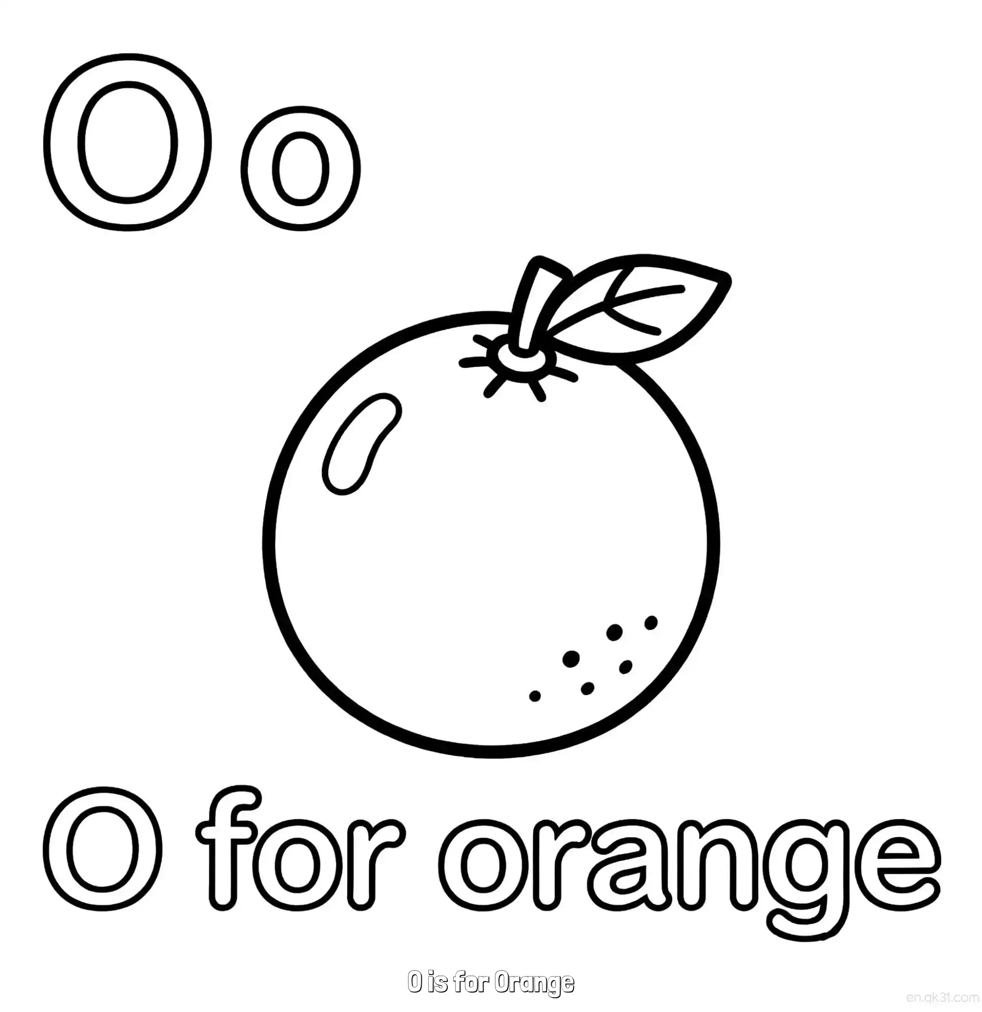 免费 O代表橙子 简笔画 素描 涂鸦 - 免费可打印认识英文字母 下载PDF 简笔画涂色页