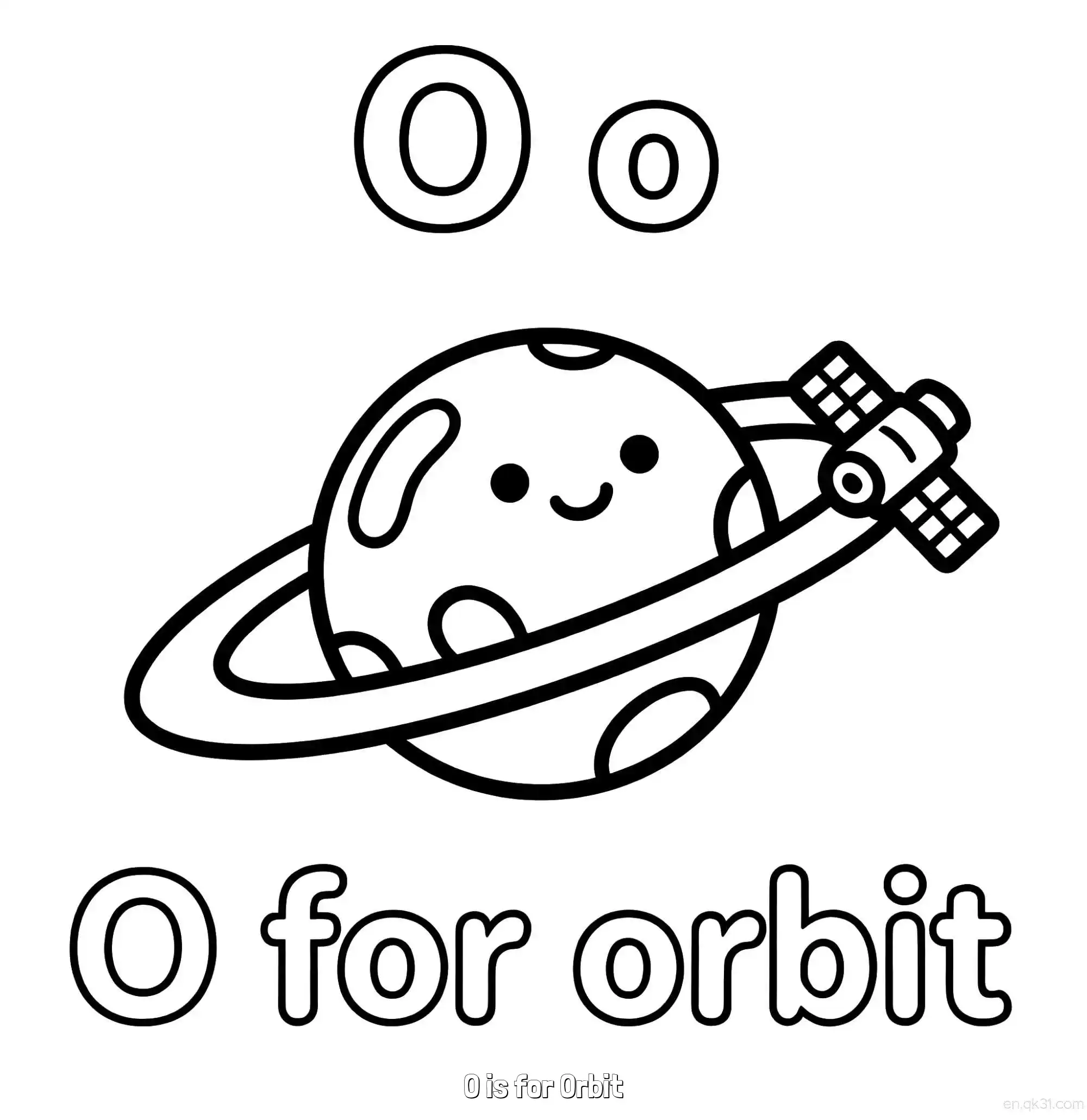 免费 O代表轨道 简笔画 素描 涂鸦 - 免费可打印认识英文字母 下载PDF 简笔画涂色页