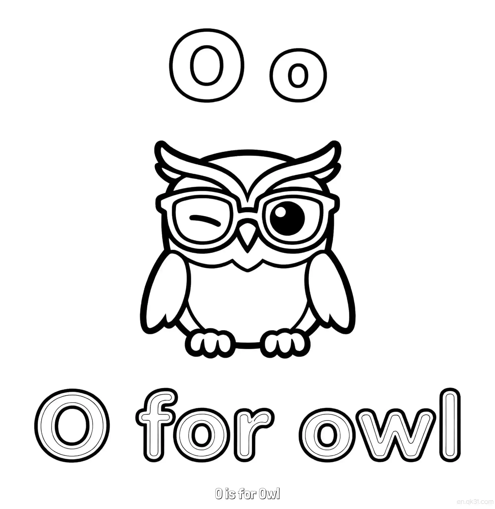 免费 O代表猫头鹰 简笔画 素描 涂鸦 - 免费可打印认识英文字母 下载PDF 简笔画涂色页