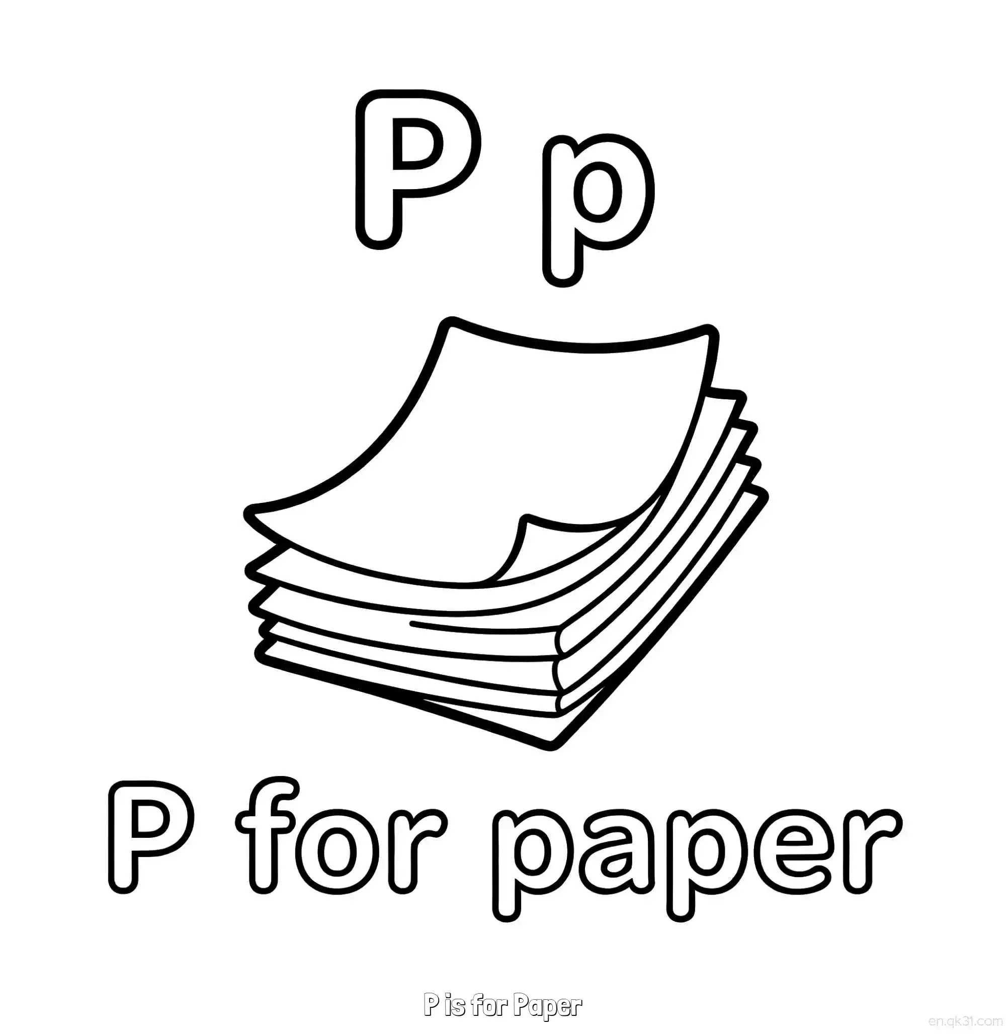 免费 P代表纸 简笔画 素描 涂鸦 - 免费可打印认识英文字母 下载PDF 简笔画涂色页