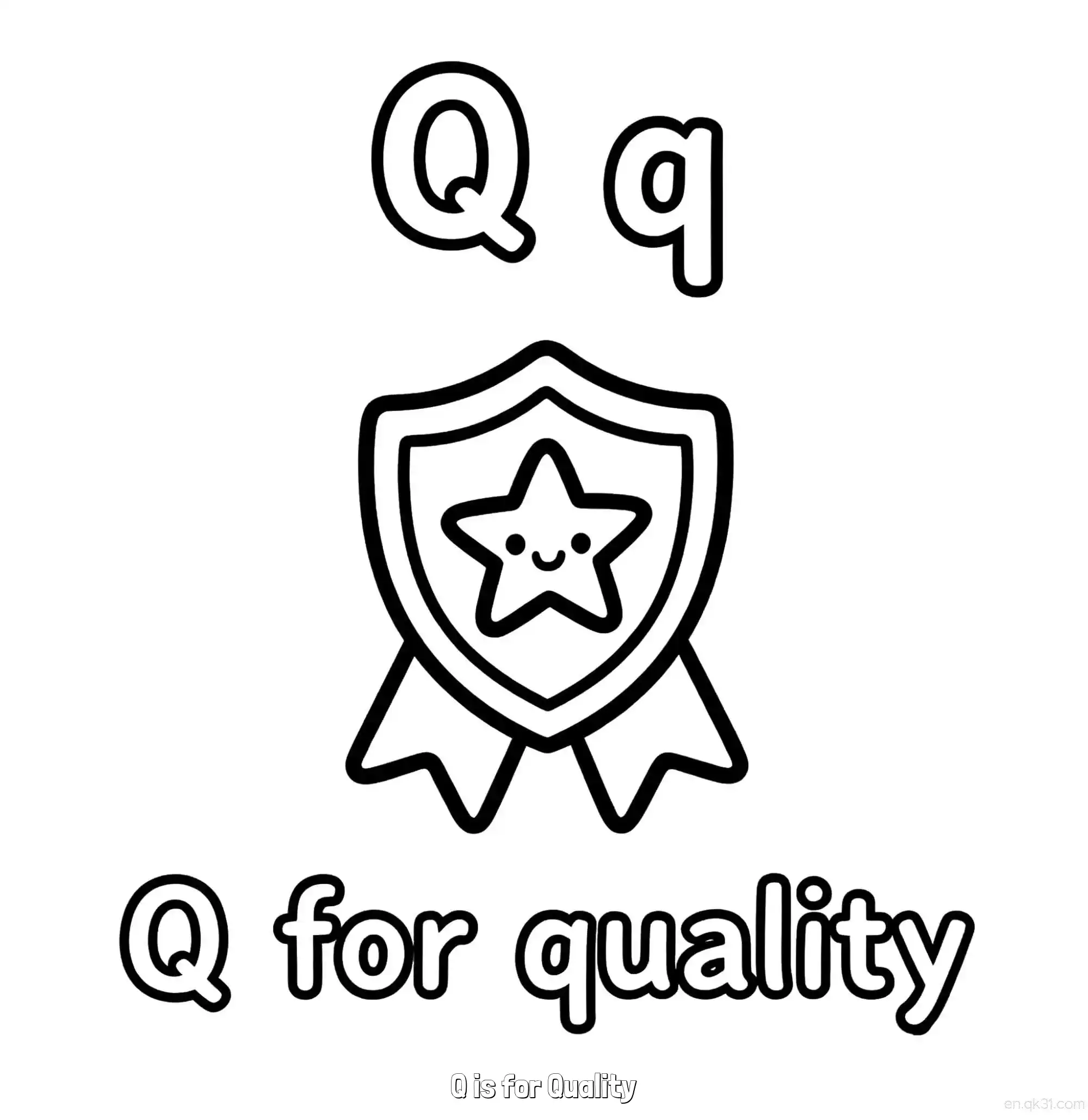 免费 Q代表质量 简笔画 素描 涂鸦 - 免费可打印认识英文字母 下载PDF 简笔画涂色页