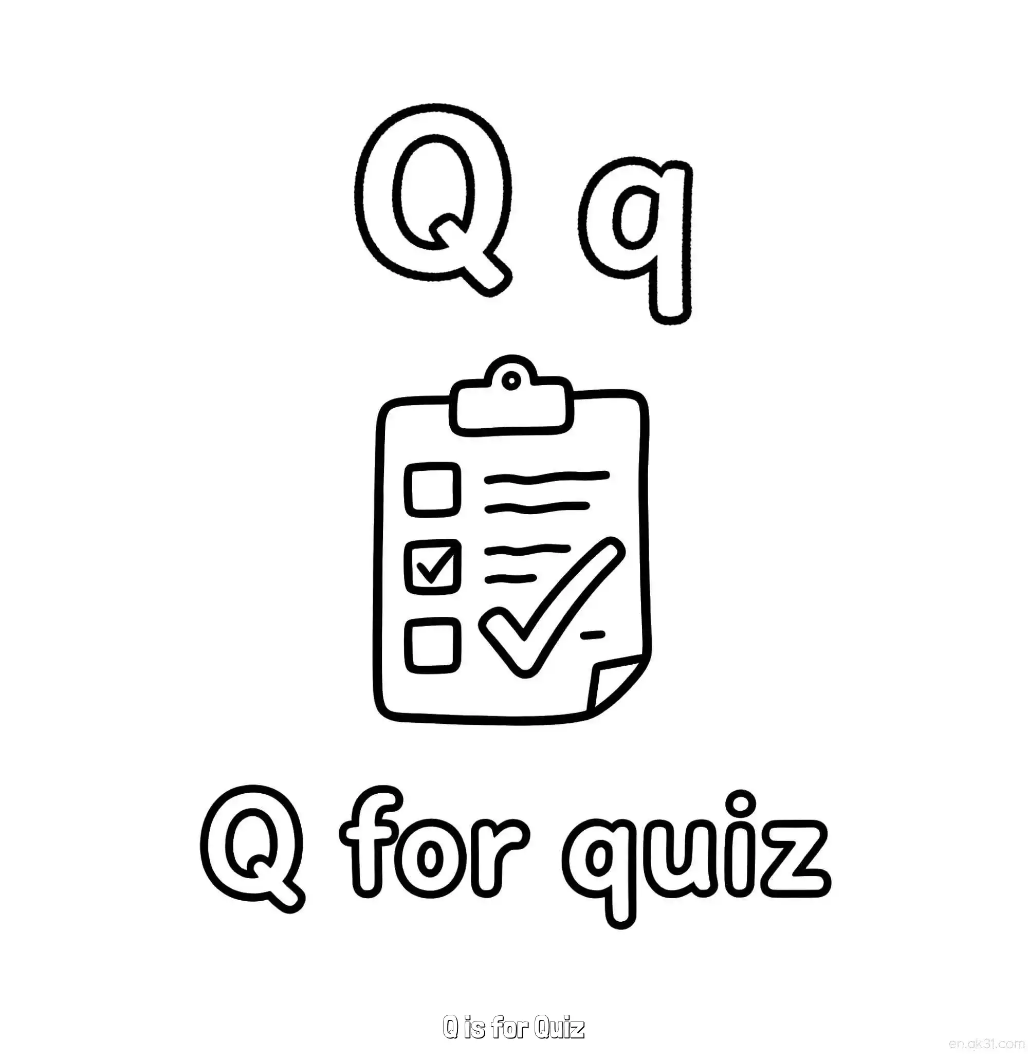 免费 Q代表测验 简笔画 素描 涂鸦 - 免费可打印认识英文字母 下载PDF 简笔画涂色页
