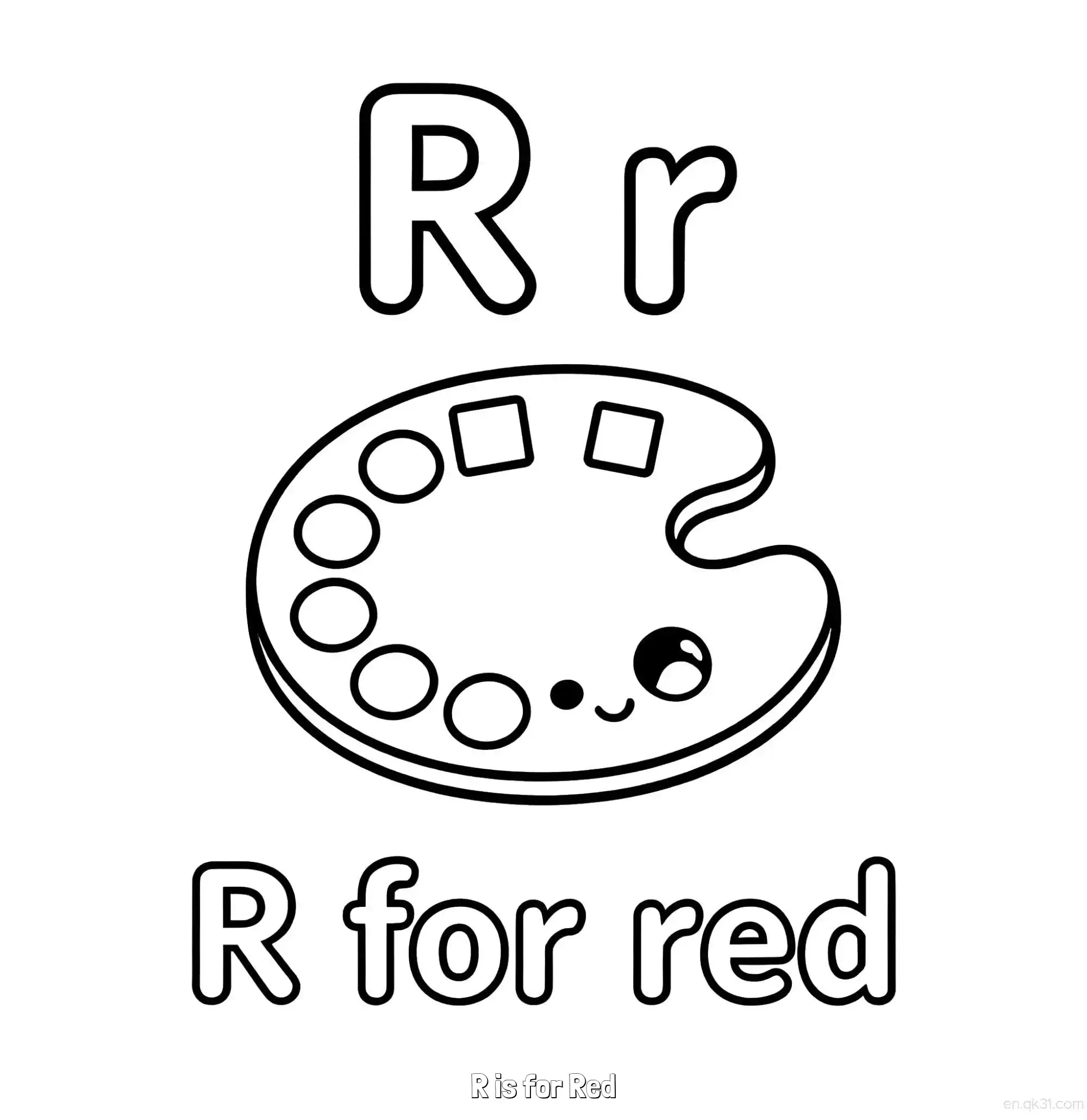免费 R代表红色 简笔画 素描 涂鸦 - 免费可打印认识英文字母 下载PDF 简笔画涂色页