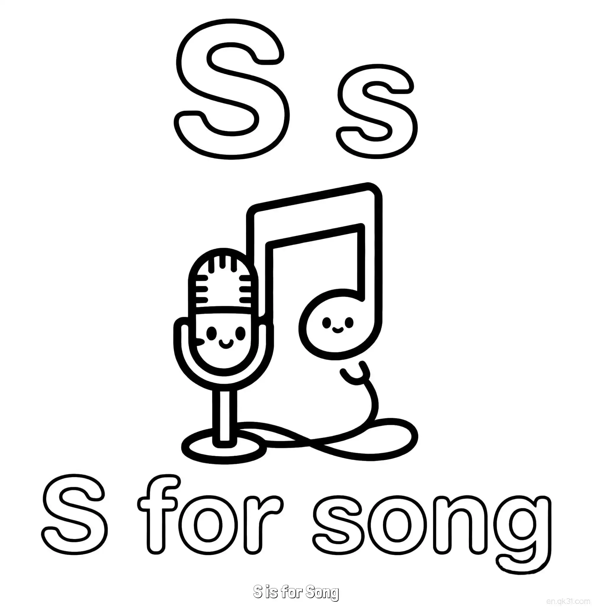 免费 S代表歌曲 简笔画 素描 涂鸦 - 免费可打印认识英文字母 下载PDF 简笔画涂色页