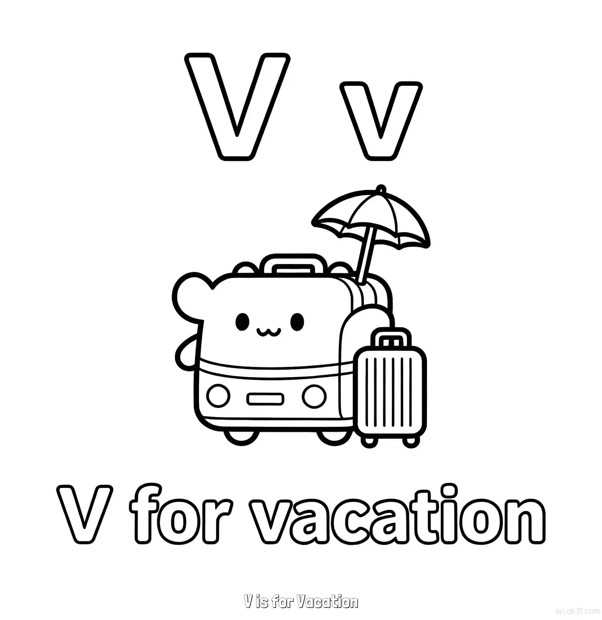 免费 V代表假期 简笔画 素描 涂鸦 - 免费可打印认识英文字母 下载PDF 简笔画涂色页