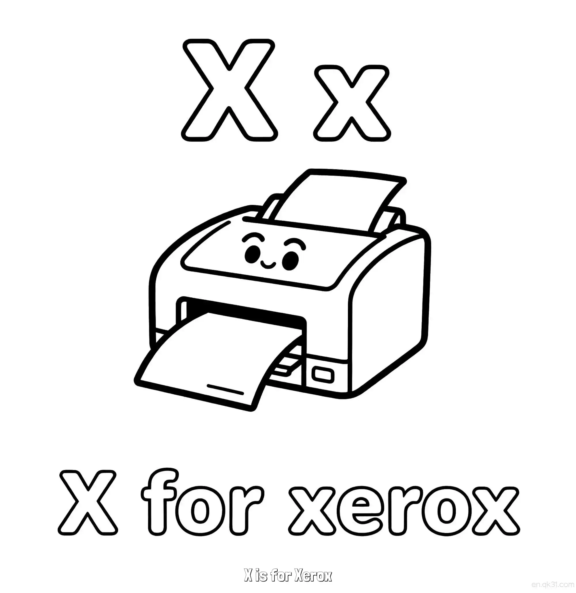 免费 X代表复印 简笔画 素描 涂鸦 - 免费可打印认识英文字母 下载PDF 简笔画涂色页