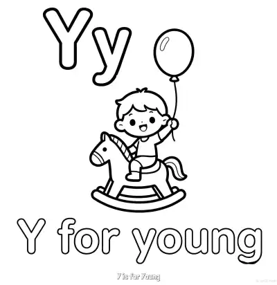 Y代表年轻 简笔画 素描 涂鸦 - 免费可打印认识英文字母 下载PDF – 免费可打印简笔画涂色画